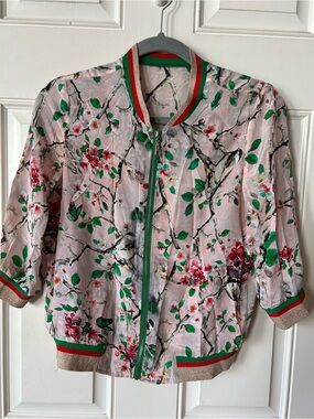 Beautiful Silk Bomber style Cherry Blossom print top